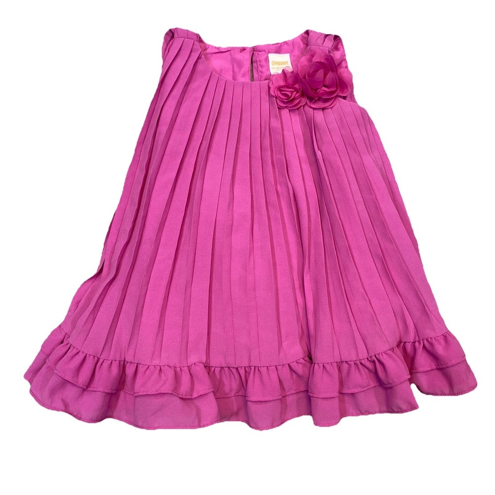 Gymboree Dress Toddler Girls 12-18 m‎ Hot Pink Lined Chiffon Floral Party Formal